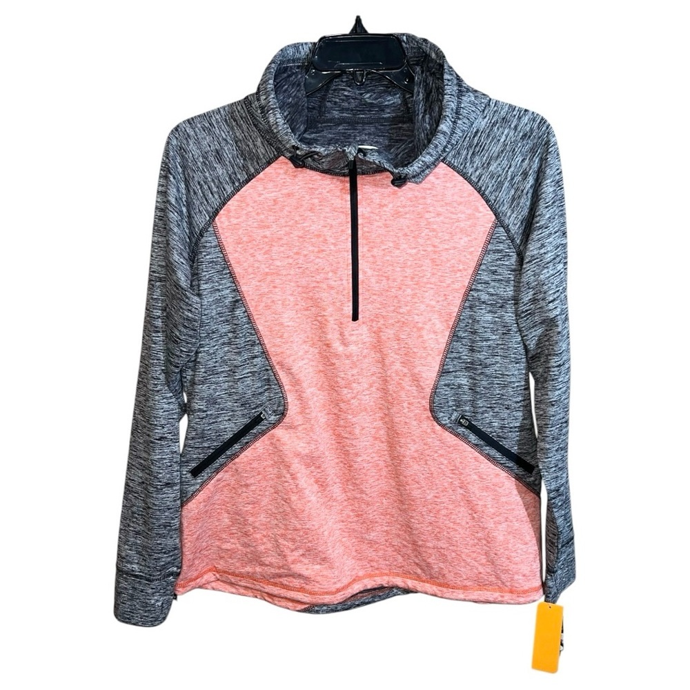 MTA Sport Hoodie Women’s Size XL Gray Orange Long Sleeve Athletic Fast Dri